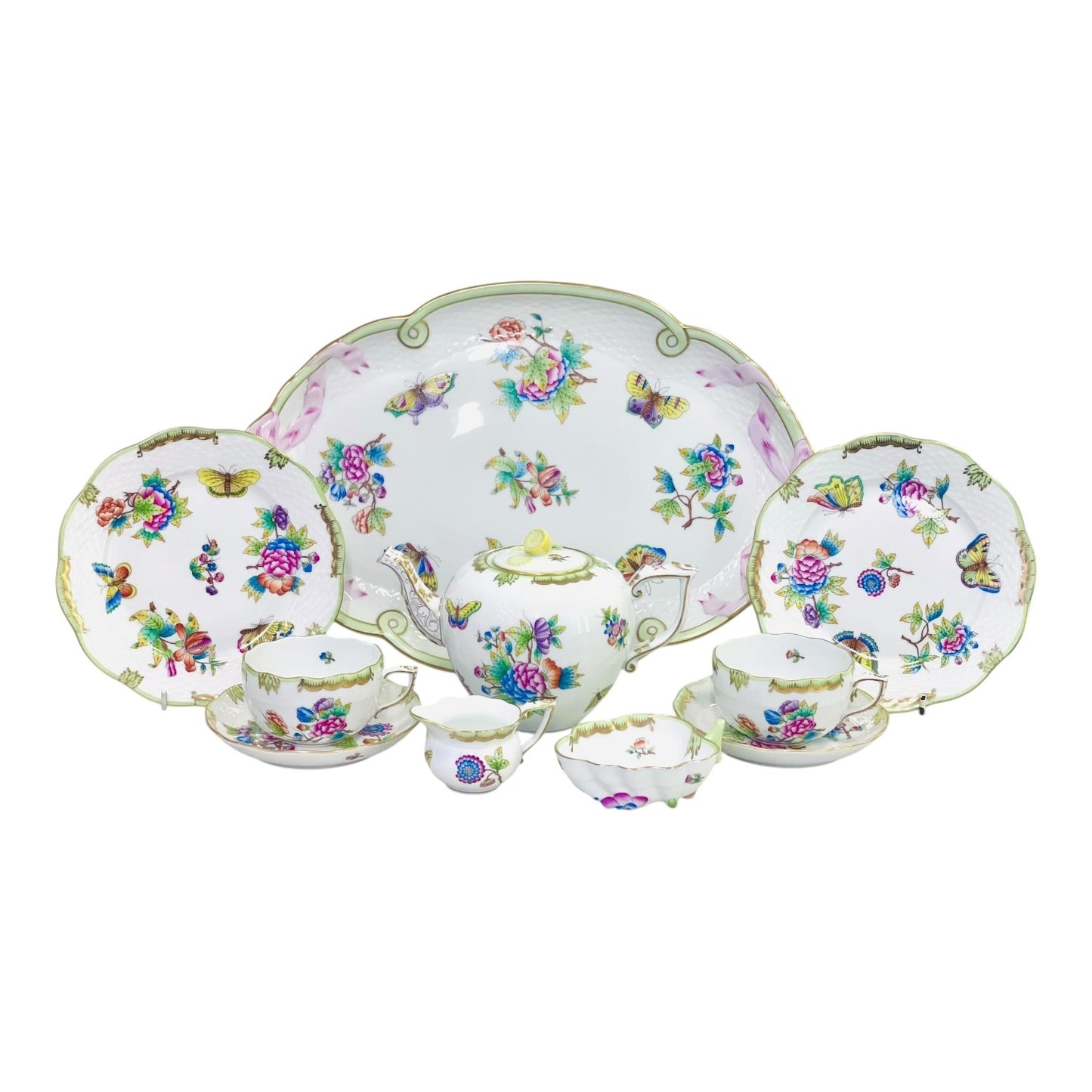Herend Queen Victoria Tea Set for Two, 10 Pieces
