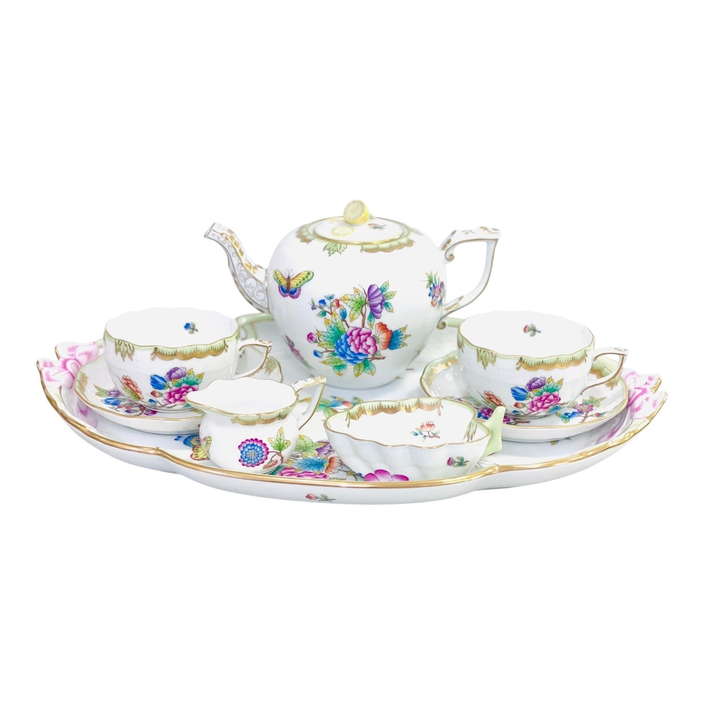 Herend Queen Victoria Tea Set for Two, 8 Pieces