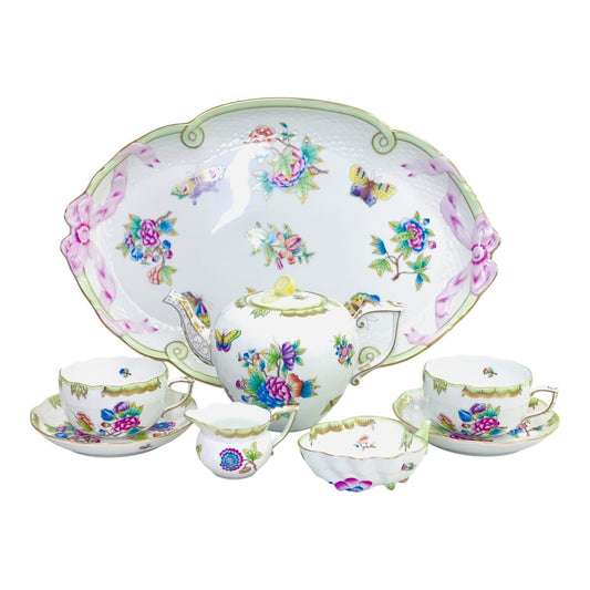 Herend Queen Victoria Tea Set for Two, 8 Pieces