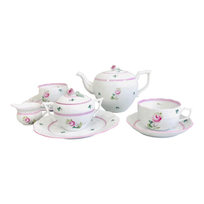 Herend Vienna Rose Pink Tea Set for Two, 9 Pieces