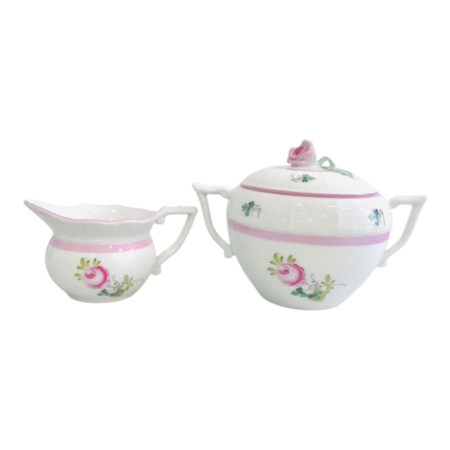 Herend Vienna Rose Pink Tea Set for Two, 9 Pieces