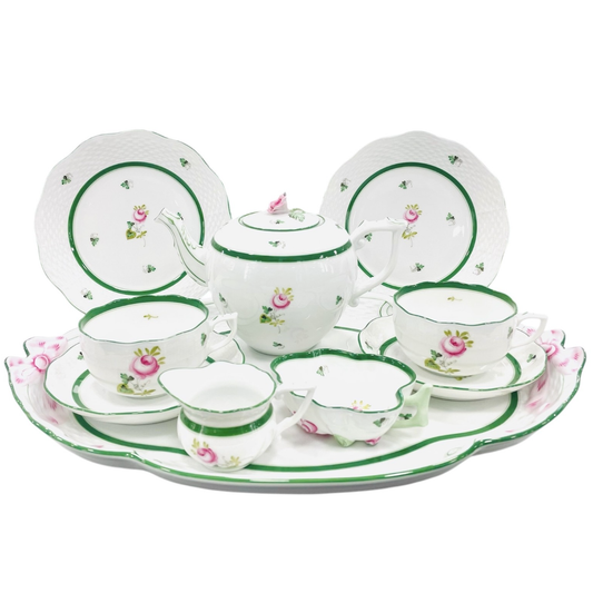 Herend Vienna Rose Tea Set for Two, 10 Pieces