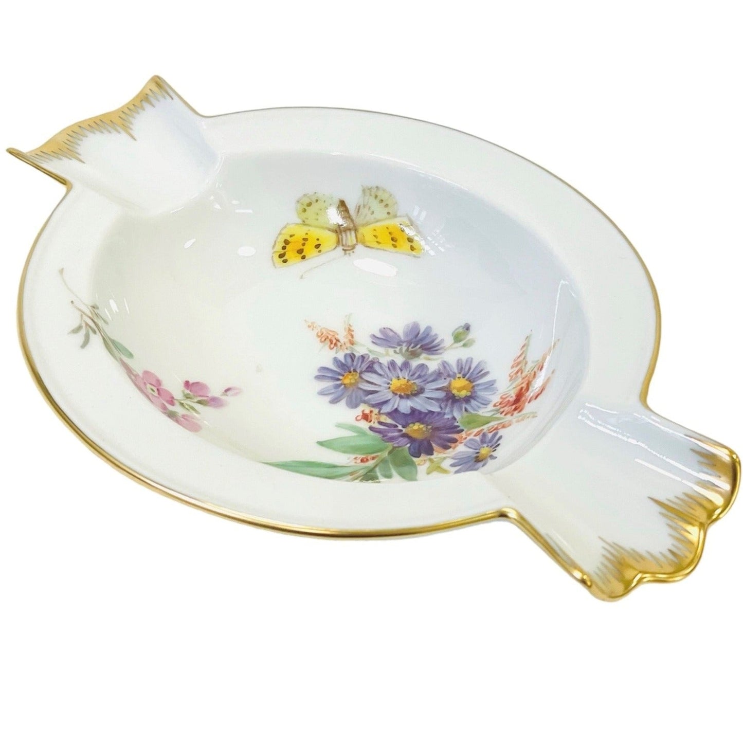 Meissen Naturalistic Flowers with Butterfly Ashtray