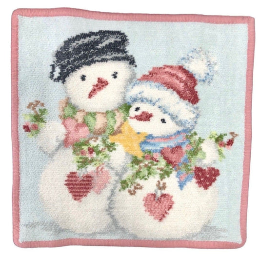 Feiler Winter Washcloth A Pair of Snowmen - Old Rose