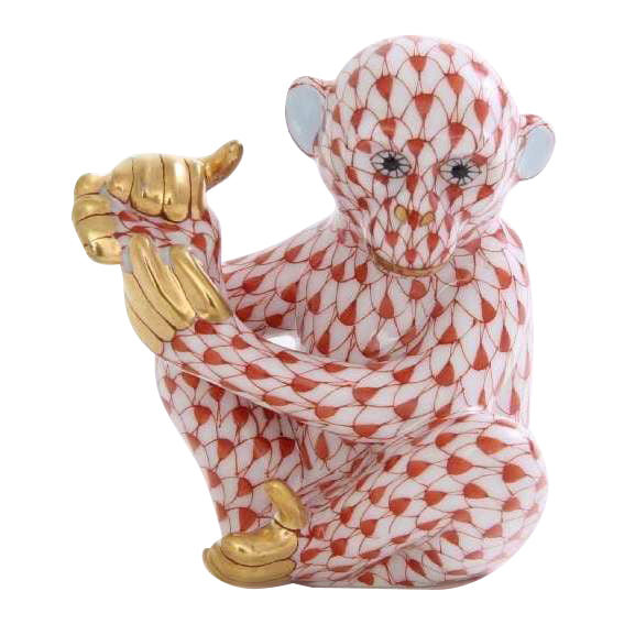 Herend Baby Chimpanzee Fishnet Figurine