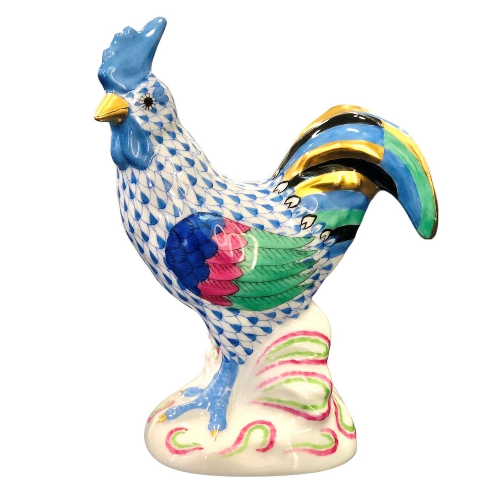 Herend Rooster, Looking to the Left Fishnet Figurine