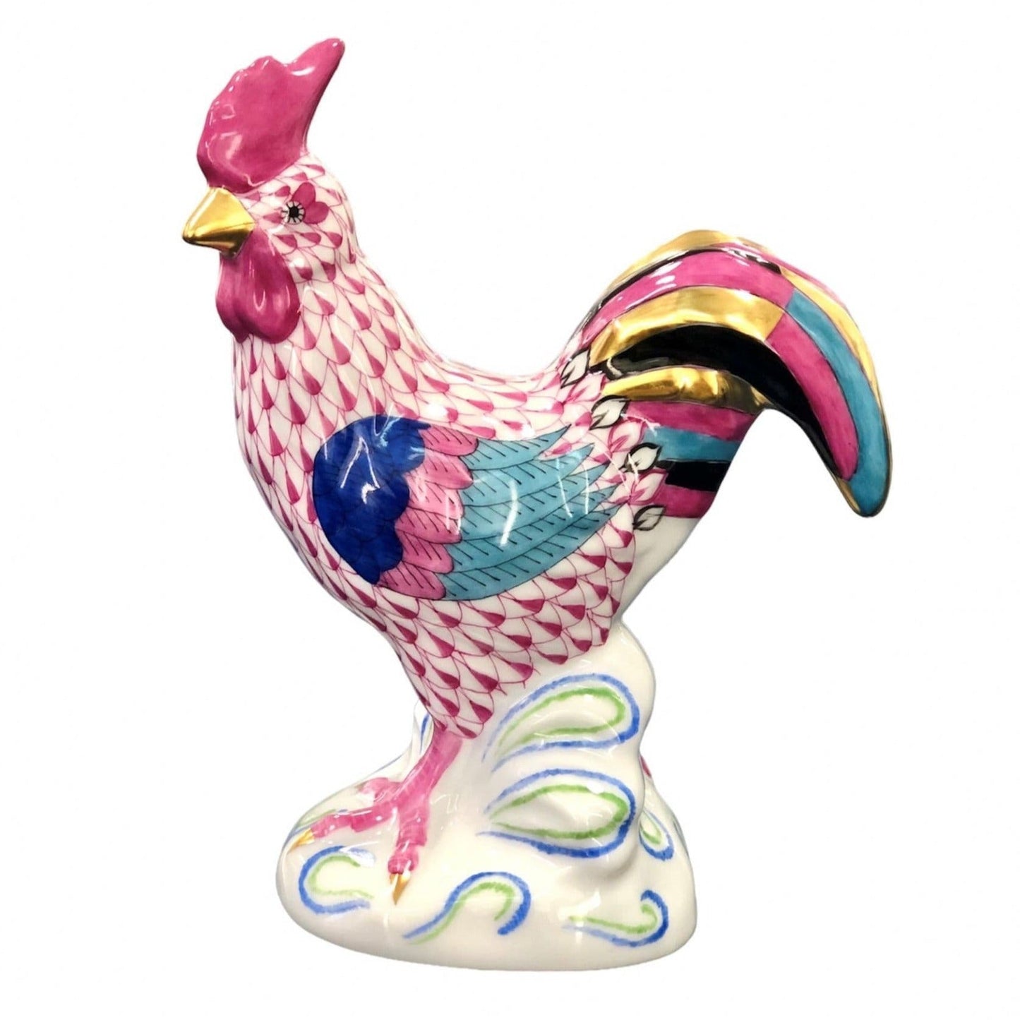 Herend Rooster, Looking to the Left Fishnet Figurine 1