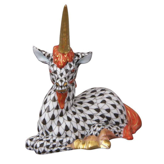 Herend Unicorn Sitting Fishnet Figurine