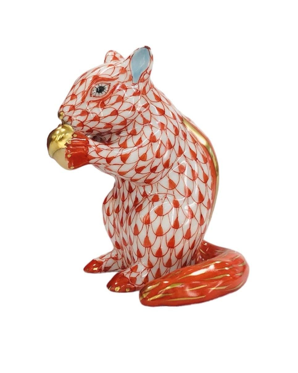 Herend Chipmunk with Acorn Fishnet Figurine