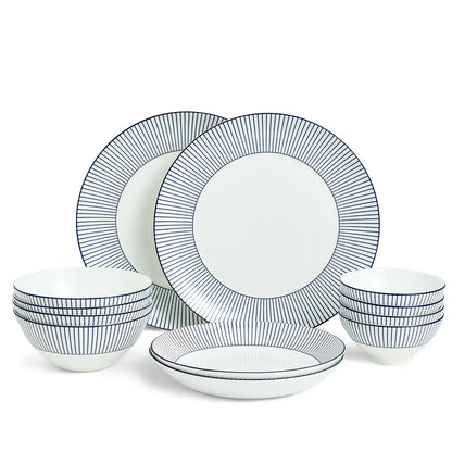 Wedgwood Gio Pinstripe 12 Piece Dinner Set White