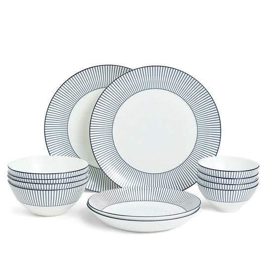 Wedgwood Gio Pinstripe 12 Piece Dinner Set White