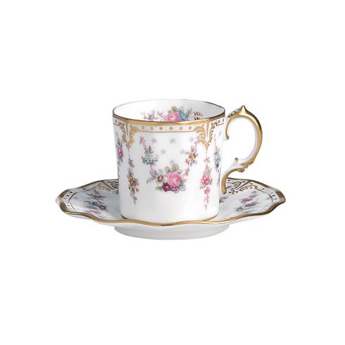 Royal Crown Derby Royal Antoinette Coffee Cup & Saucer