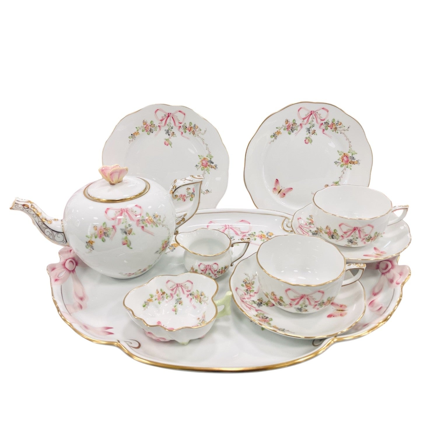 Herend Eden Pink Tea Set for 2